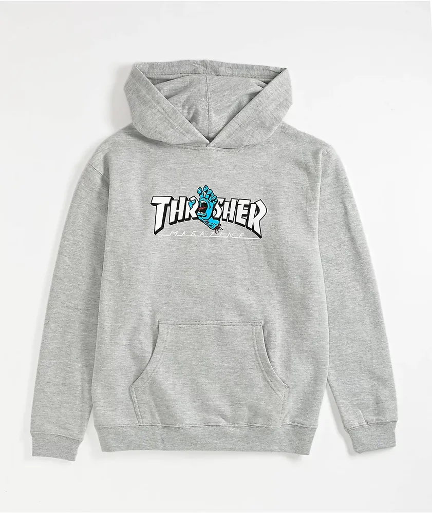 Santa Cruz x Thrasher Kids Screaming Heather Grey Hoodie