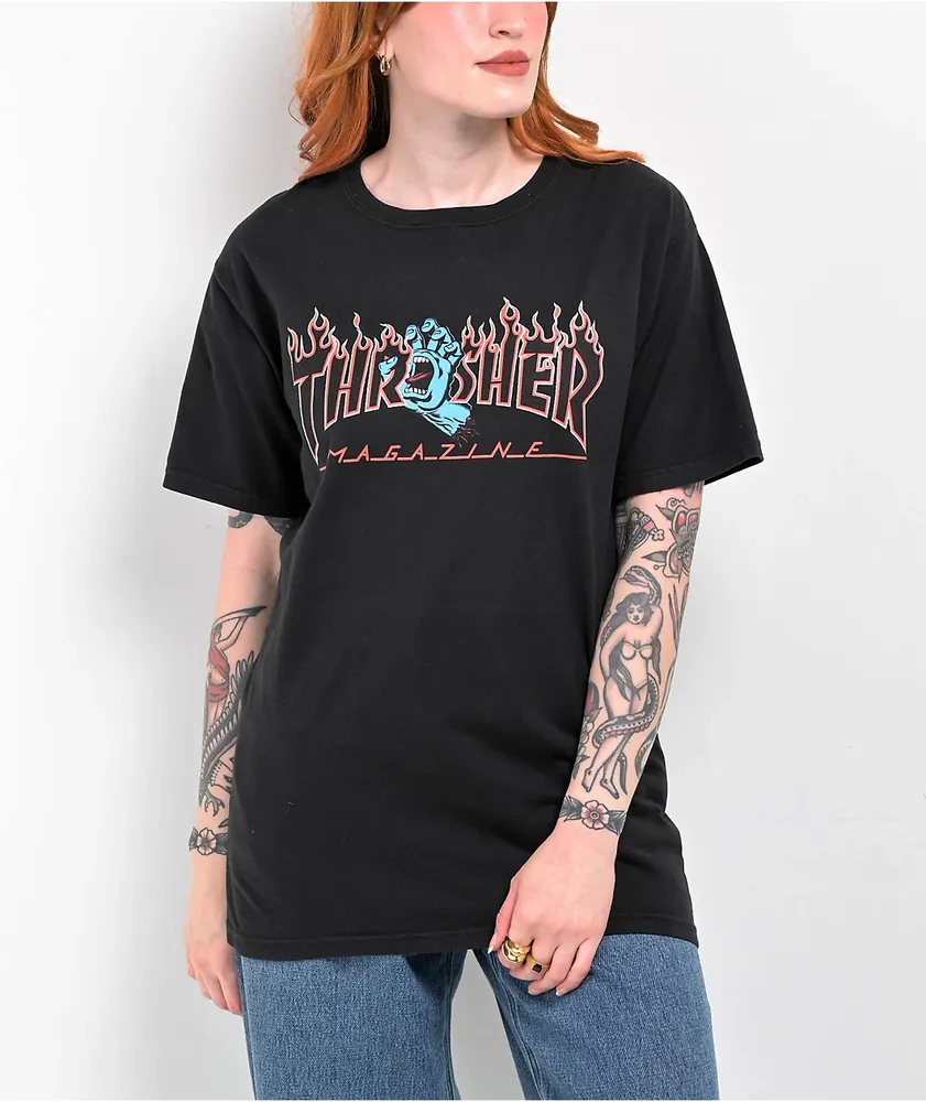 Santa Cruz x Thrasher Scream Flame Black T-Shirt