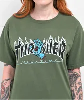 Santa Cruz x Thrasher Scream Flame Green T-Shirt