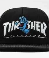 Santa Cruz x Thrasher Screaming Logo Black Trucker Hat