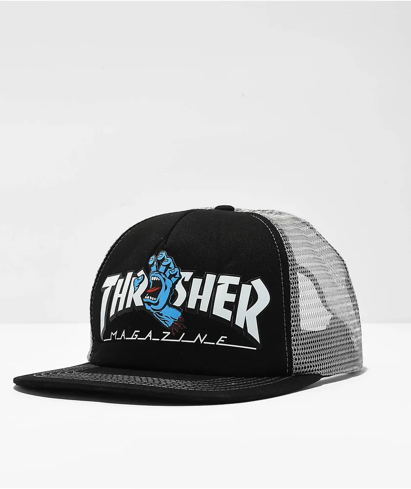 Santa Cruz x Thrasher Screaming Logo Black Trucker Hat