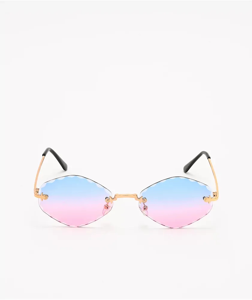 Scalloped Blue & Purple Ombre Sunglasses
