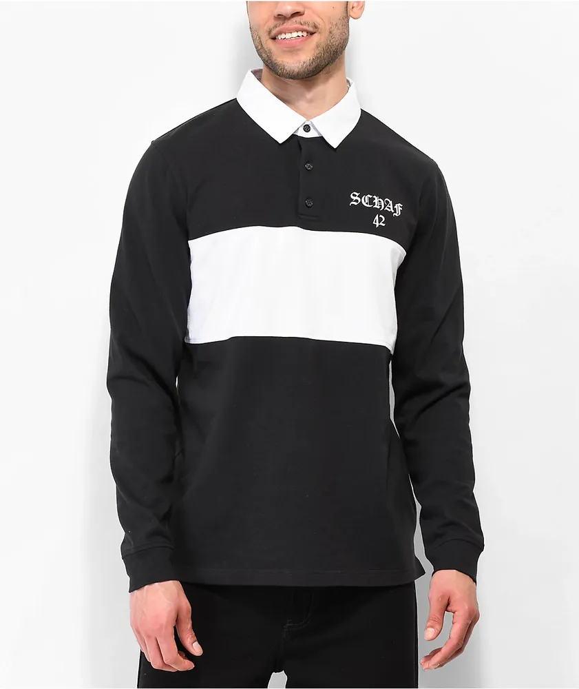 Schaf Black & White Long Sleeve Rugby Shirt