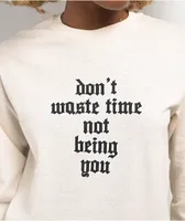 Schaf Don't Waste Time Natural Long Sleeve T-Shirt