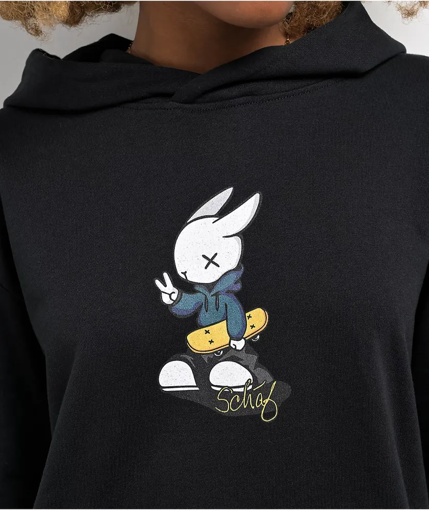 Schaf Peace Out Rabbit Black Hoodie