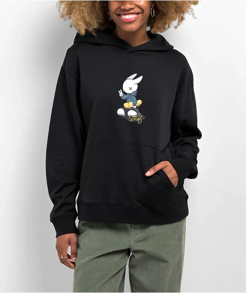 Schaf Peace Out Rabbit Black Hoodie
