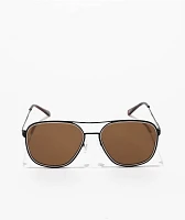 Semi Traditional Black & White Pilot Sunglasses