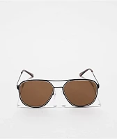 Semi Traditional Black & White Pilot Sunglasses