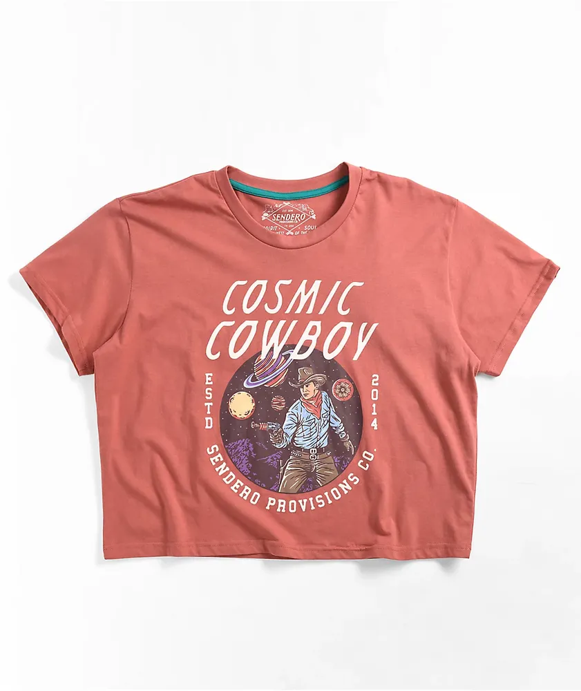 Sendero Cosmic Cowboy Red Crop T-Shirt