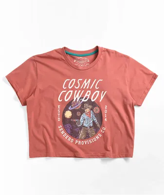 Sendero Cosmic Cowboy Red Crop T-Shirt