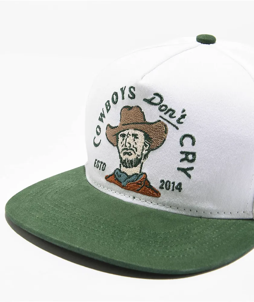 Sendero Cowboys Don't Cry White Snapback Hat