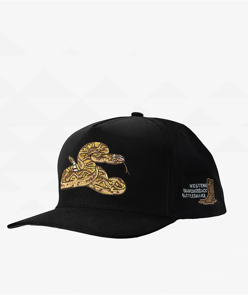 Sendero Rattlesnake Black Snapback Hat