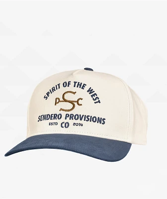 Sendero S Bar Cream & Blue Snapback Hat