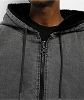 Shaka Wear Aged Canvas Fur Black Wash Work Jacket