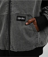 Shaka Wear Aged Canvas Fur Black Wash Work Jacket