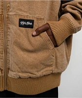 Shaka Wear Aged Canvas Fur Brown Wash Work Jacket