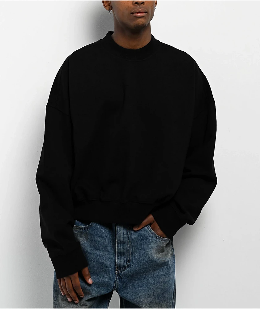Shaka Wear Black Crop Crewneck Sweatshirt