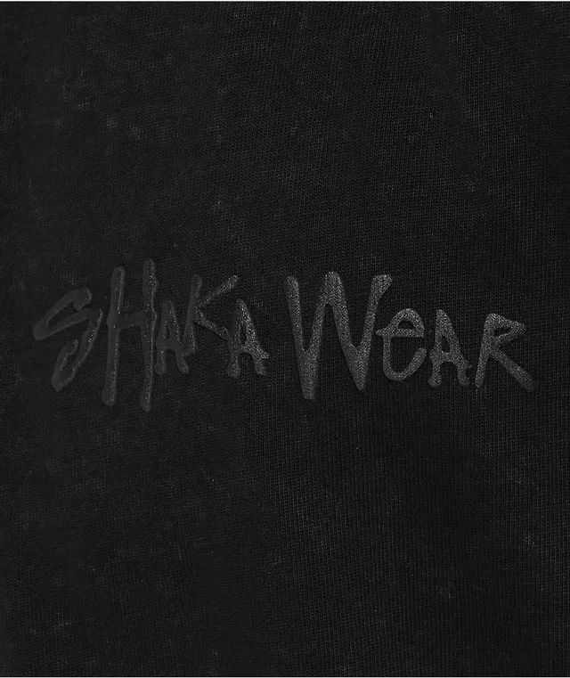 Shaka Wear Design Puff Print Garment Dye Black Heavyweight T-Shirt