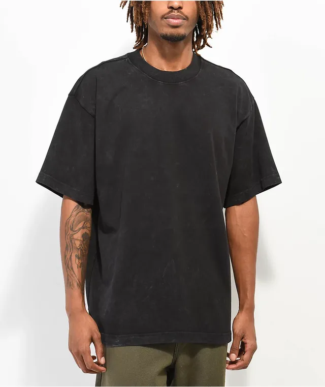 Shaka Wear Design Puff Print Garment Dye Black Heavyweight T-Shirt