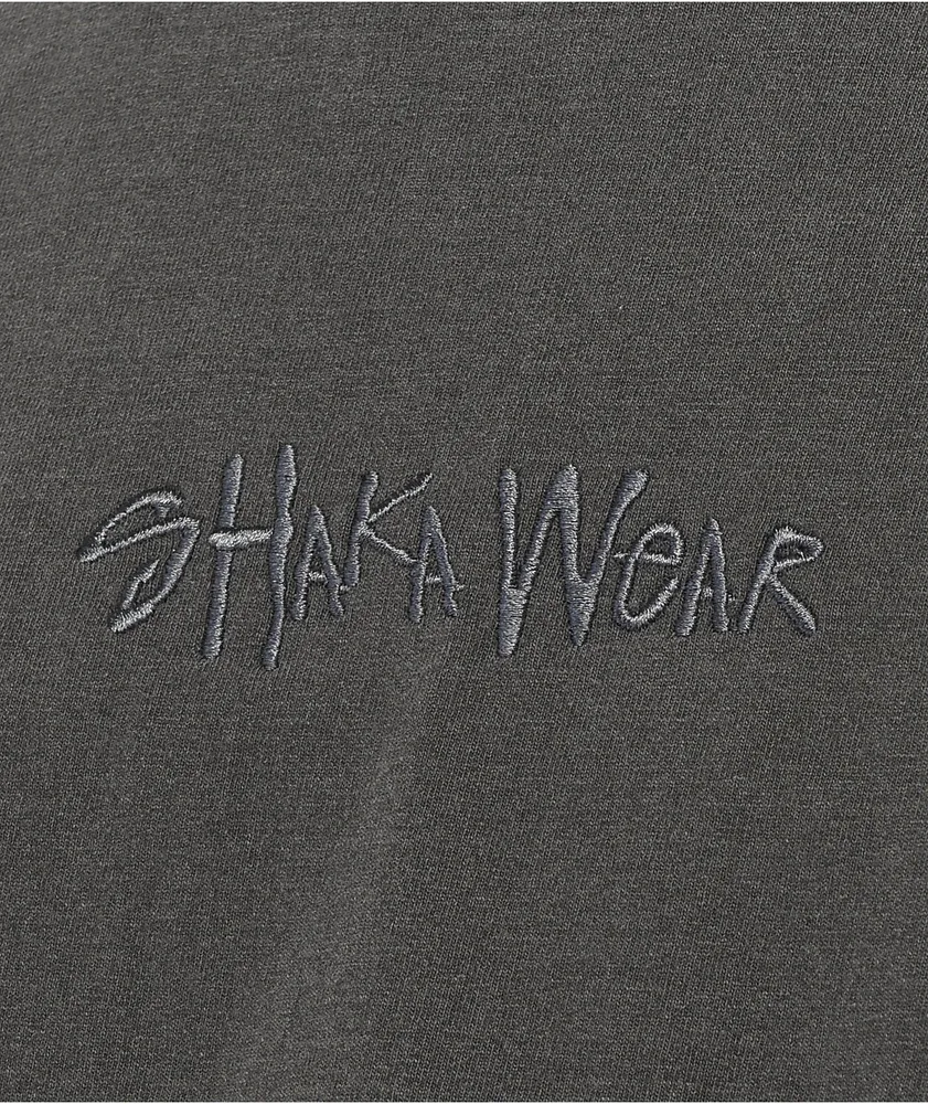 Shaka Wear Embroidered Logo Charcoal Heavyweight T-Shirt