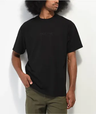 Shaka Wear Embroidered Logo Garment Dye Black Heavyweight T-Shirt