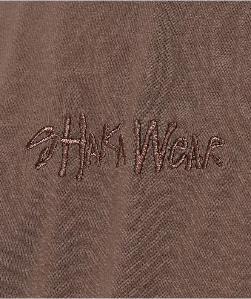 Shaka Wear Embroidered Logo Mocha Heavyweight T-Shirt 