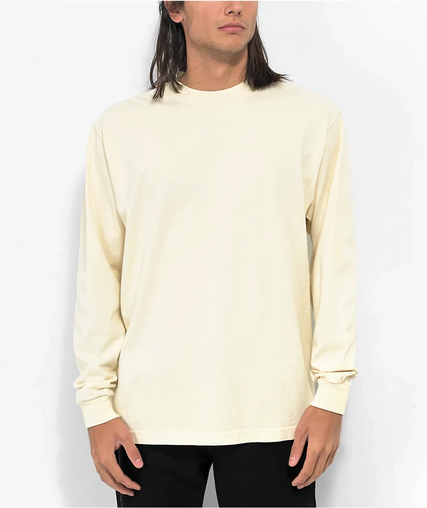 Shaka Wear Garment Dye Cream Long Sleeve Heavyweight T-Shirt