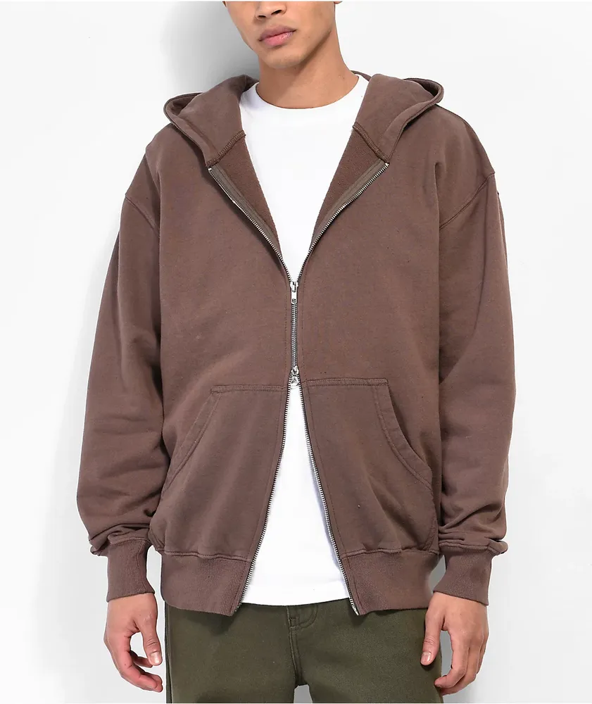 Shaka Wear Shgdz - Men's Garment Dye Double-Zip Hooded Sweatshirt Shadow - L