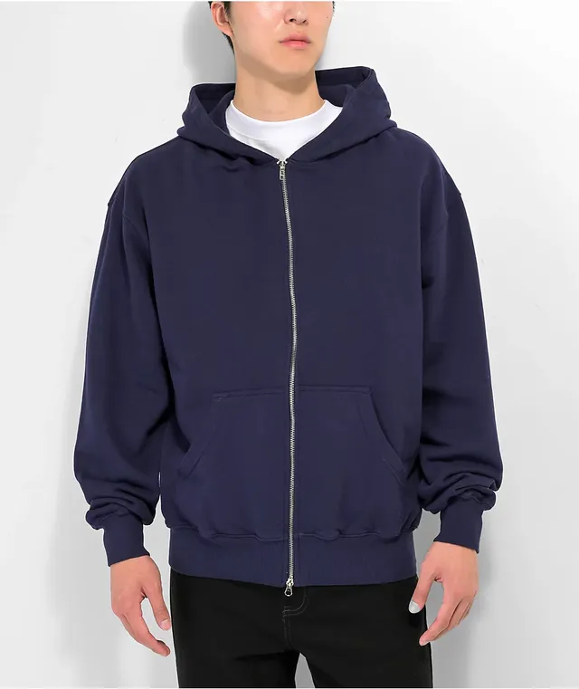 Shaka Wear Garment Dye Navy Heavyweight Double Zip Hoodie