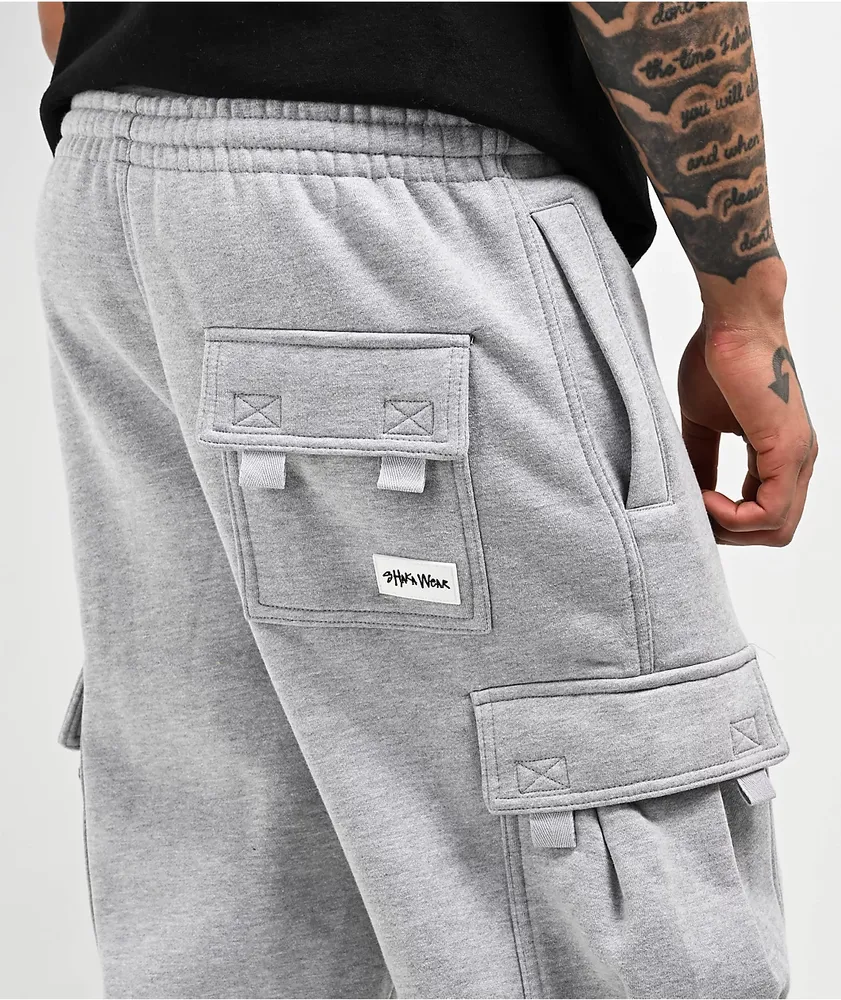 Shaka Wear Grey Fleece Cargo Sweatpants