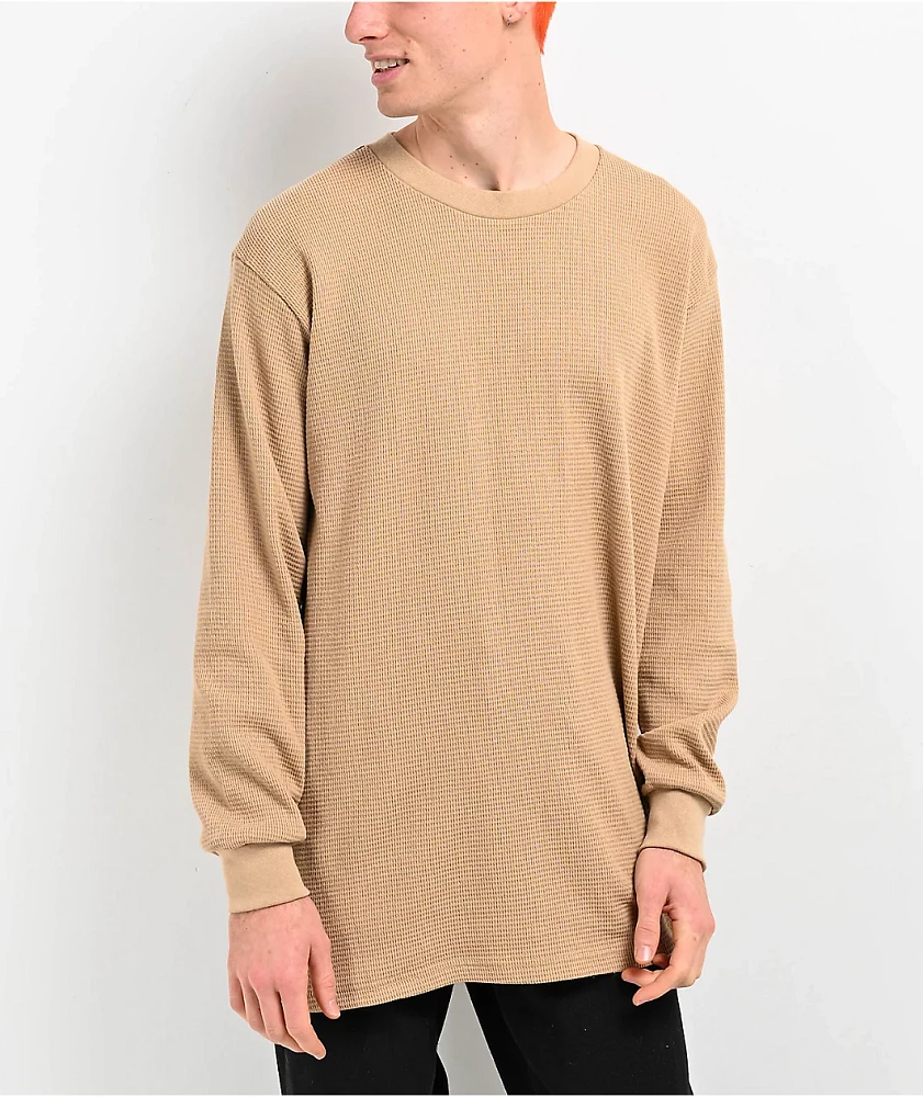 Shaka Wear Khaki Heavyweight Thermal Long Sleeve T-Shirt