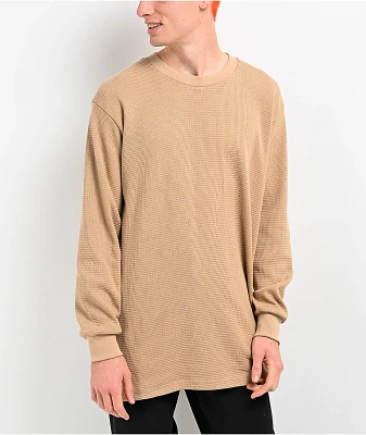 Shaka Wear Khaki Heavyweight Thermal Long Sleeve T-Shirt