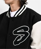 Shaka Wear Logo Black & White Letterman Jacket