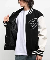 Shaka Wear Logo Black & White Letterman Jacket