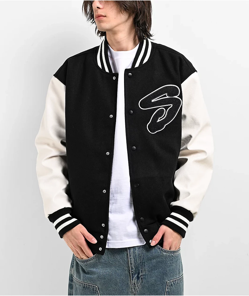 Shaka Wear Logo Black & White Letterman Jacket