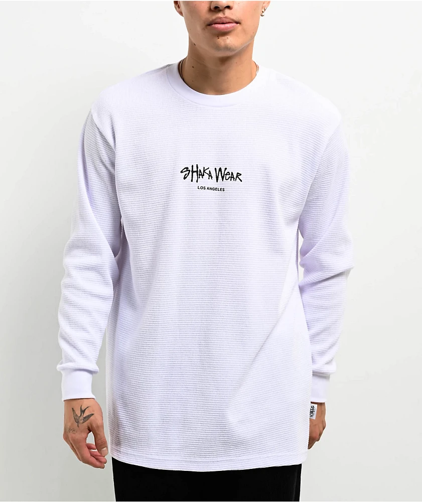 Shaka Wear Logo White Thermal Long Sleeve T-Shirt