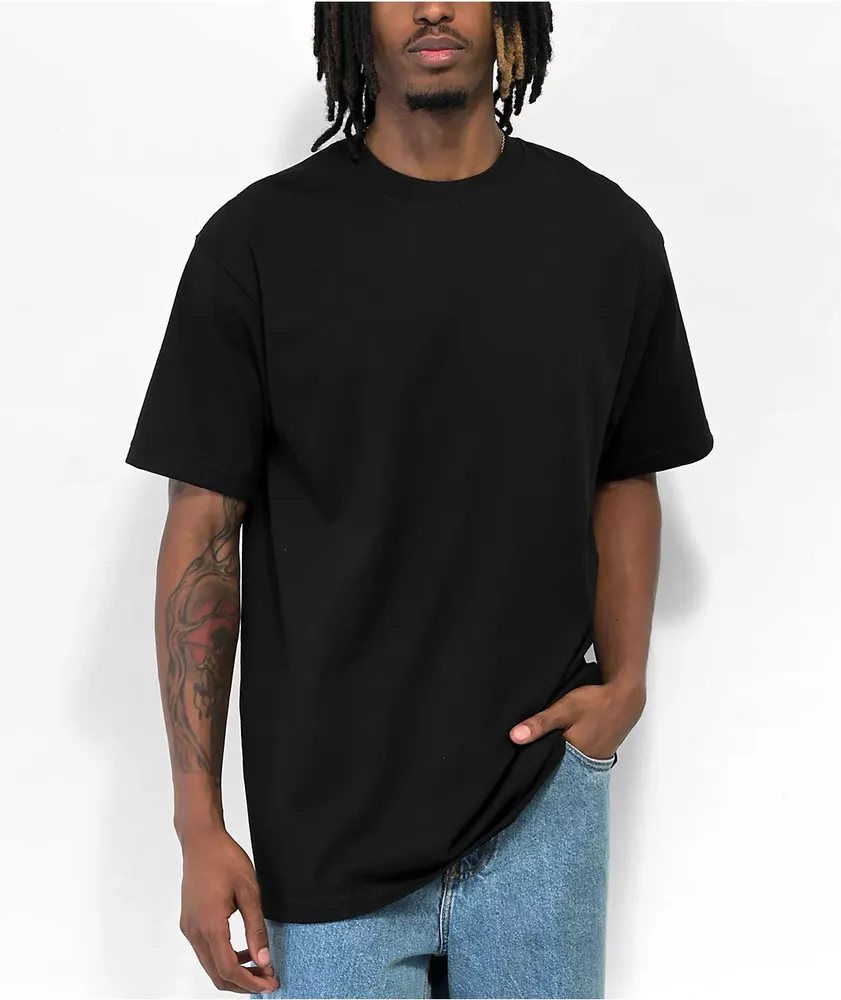 Men's garment-dyed heavyweight t-shirt BLACK LOGO – Wanderin