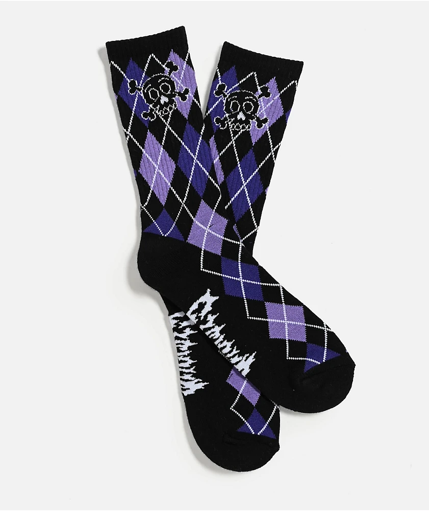Sheisty Argyle Black Crew Socks
