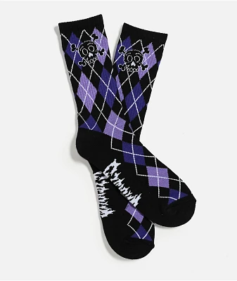 Sheisty Argyle Black Crew Socks