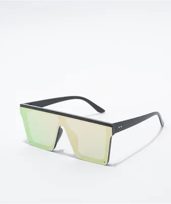 Shield Green Mirrored Sunglasses