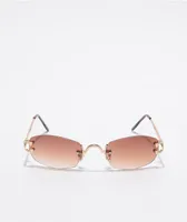 Slim Oval Brown Gradient Sunglasses