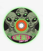 Slime Balls Friends of Planet 66mm 78a Green Light Up Skateboard Wheels