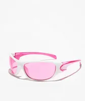 Speedster Pink & White Wrap Sunglasses