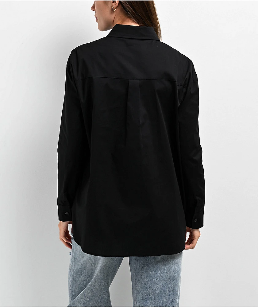 Spicychix Black Oversize Long Sleeve Button Up Shirt