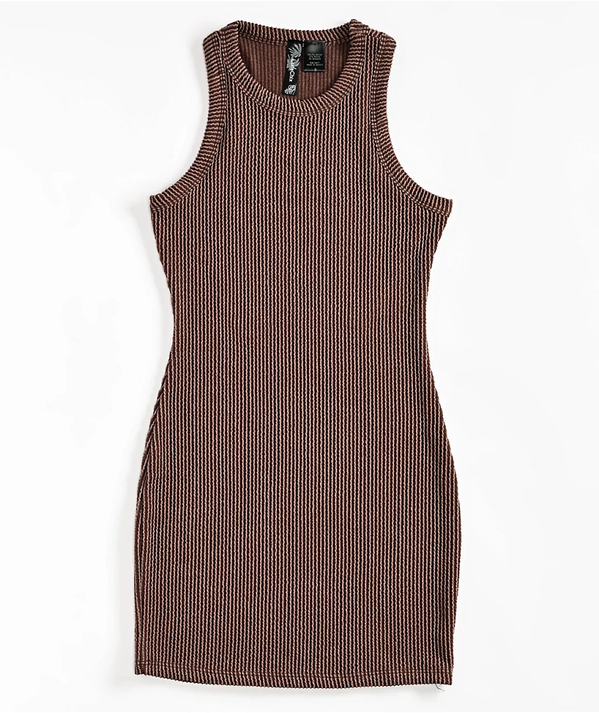 Spicychix Brown Ribbed Bodycon Dress