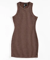 Spicychix Brown Ribbed Bodycon Dress