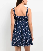 Spicychix Dark Floral Blue Dress