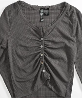 Spicychix Grey Button Up Long Sleeve Top