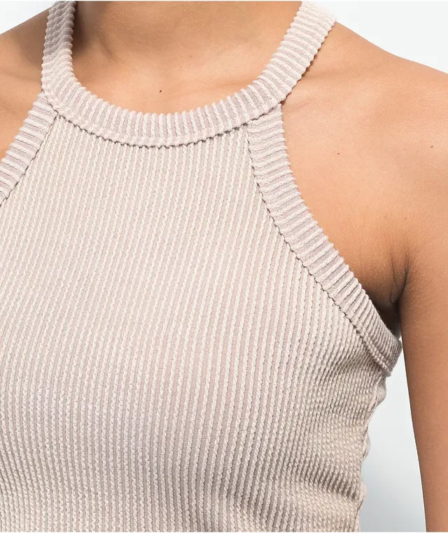 Spicychix High Neck Beige Crop Tank Top