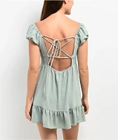 Spicychix Open Back Green Boho Mini Dress